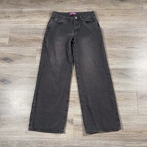 Edikted Women's Jeans Baggy Wide Leg Denim Relaxed Casual 1980 S Dark‎ Gray